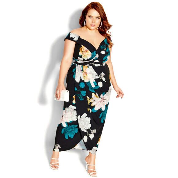 NEW City Chic Plus Size Maxi Floral Glow Dress Maxi Womens M/18W MSRP$169 - Picture 4 of 9